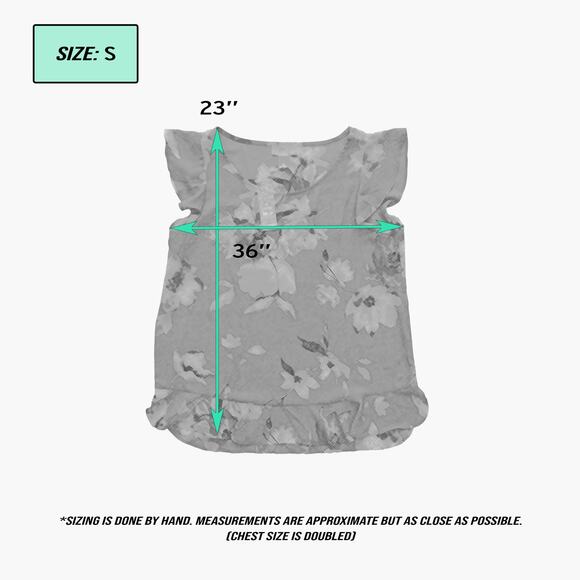 NWT LOFT Floral Short Ruffle Sleeve Blouse Top (Grayish-Blue | Size S) - Picture 8 of 8